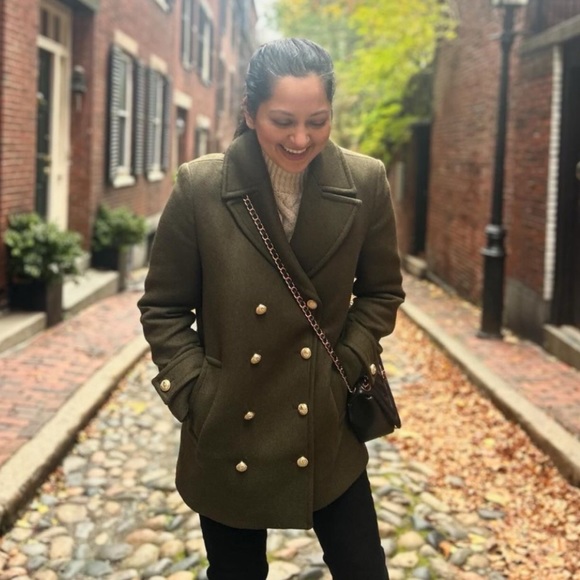 Zara Double Breasted Wool Blend Coat Size Large